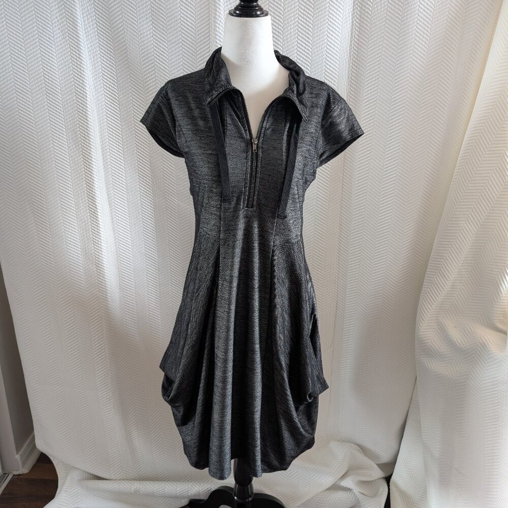 Simons Contemporaine Draped Pocket Dress Zip up Grey Size Small Sporty Y2K